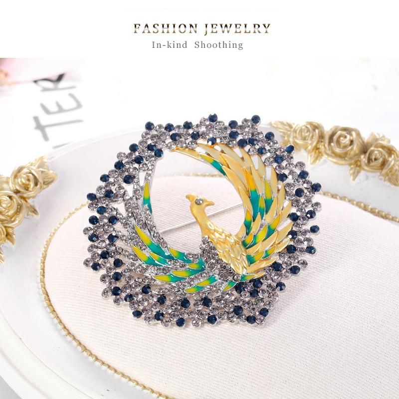 Новая винтажная эмалированная большая брошь в виде павлина, булавки для женщин, креативные стразы, милые броши в виде животных и птиц, аксессуары, ювелирные изделия