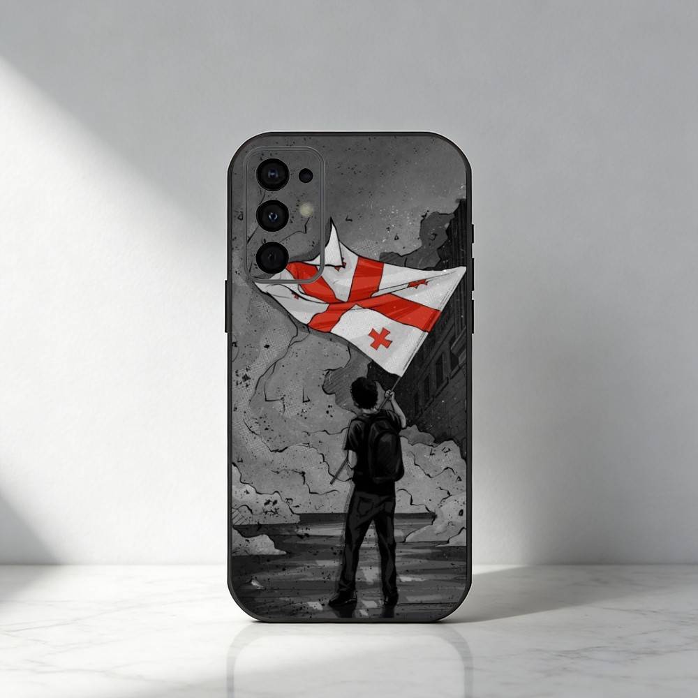 G-Georgia Flag Phone Case For Samsung S25,S24,S21,S22,S23,S30,Ultra,S20,Plus,Fe,Note,5G Black Cover