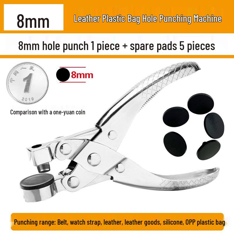 Multifunctional Leather Belt Hole Punch Pliers for DIY Craft, Transparent Bag Included