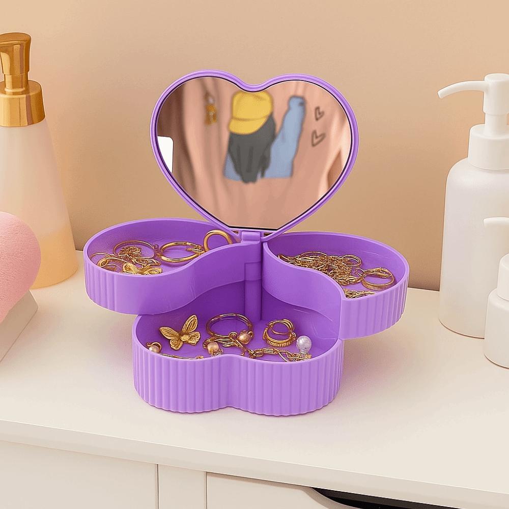 Rotating Heart Shape Jewelry Boxes Double Layer Jewelry Storage Boxes Jewelry Organizer Gift Box