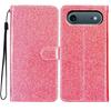 For iPhone 17 Air Wallet Case Glitter Anti-Scratch Leather Stand Phone Cover with Strap