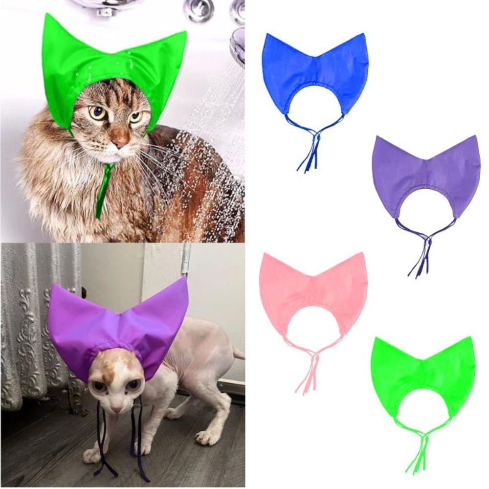 Ear Protection Cat Shower Cap Adjustable Pet Grooming Hat Comfortable Bathing Hat  Cat