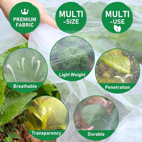 Fruit Tree Netting Cover with Zipper Drawstring Design Ultra-Fine Mesh Transparent Bird Insect Garden Netting Plant Cover