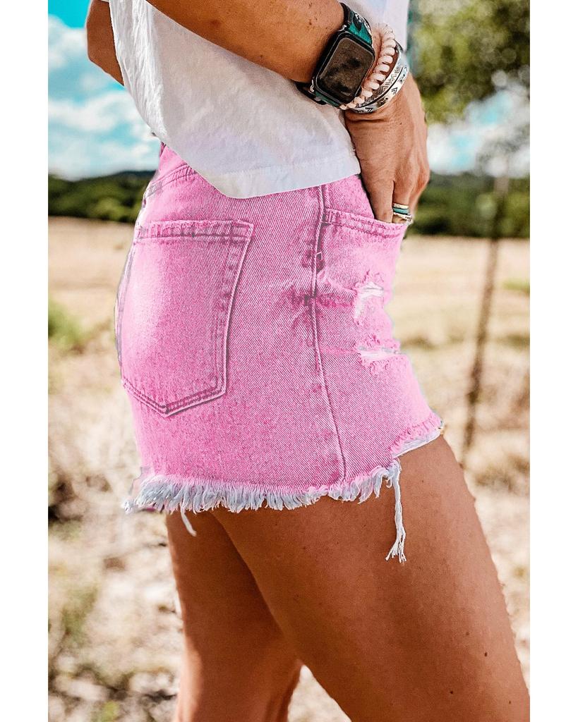 Azura Exchange Crossover Waist Denim Shorts