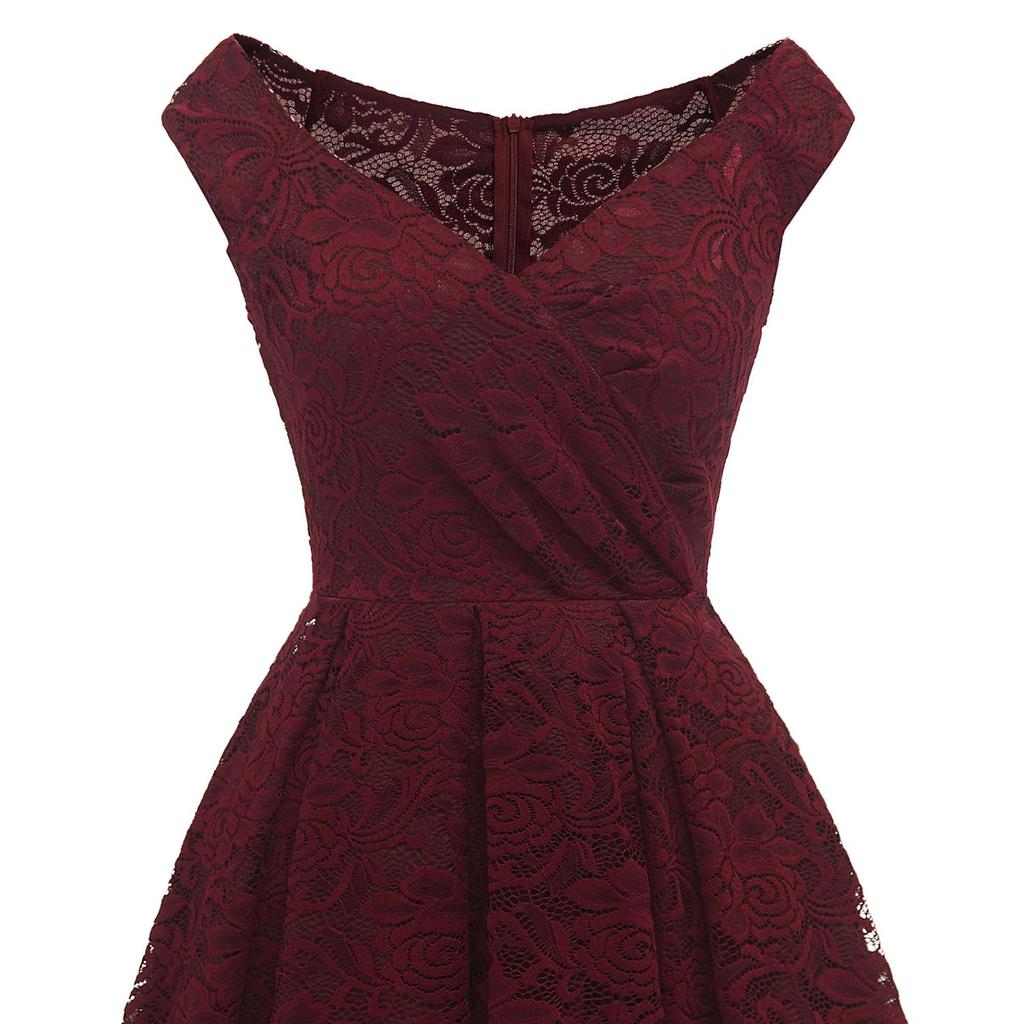 Женское винтажное кружевное платье подружки невесты с цветочным принтом Бардо с открытыми плечами миди в стиле свинг Вечерняя вечеринка Коктейльно-свадебные наряды Формальные платья для особых случаев 2022