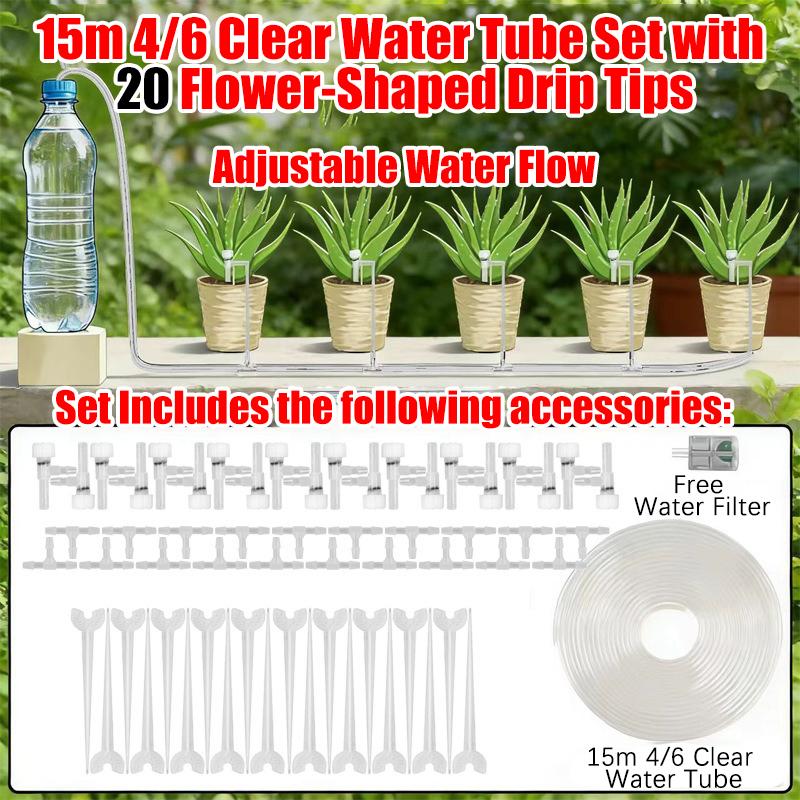 2-20M Garden Drip Irrigation Kit  Adjustable Valve Drip Watering Device 4/7mm Hose  Potted Plant Micro Dripper Greenhouse