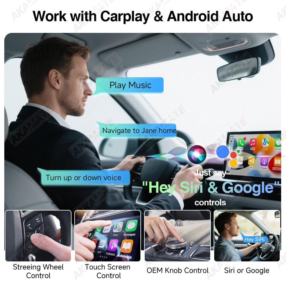 Проводной в Беспроводной CarPlay Android Auto 2-в-1 Адаптер Bluetooth Wifi Голосовой Помощник Plug and Play Мини Универсальный Смарт-Донгл