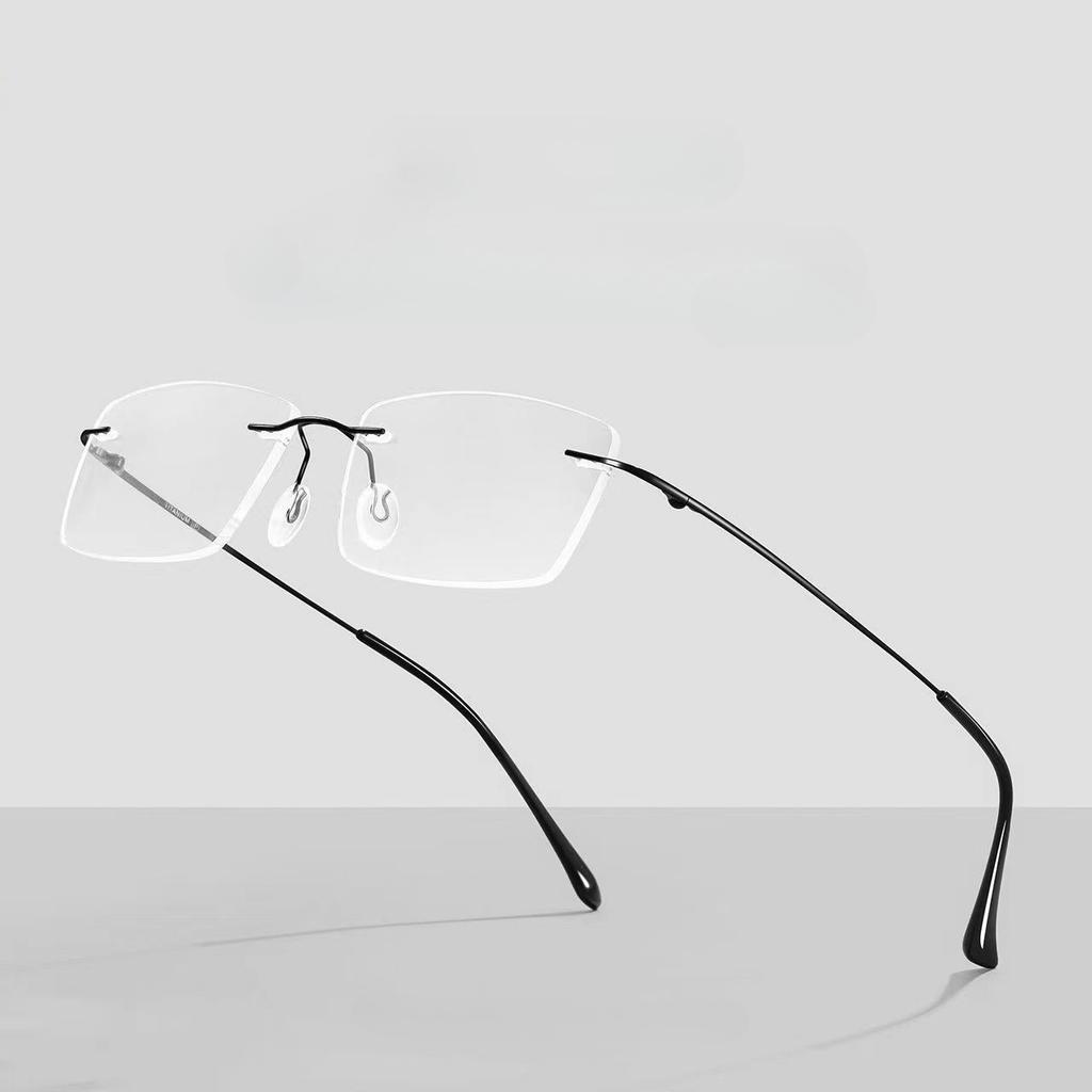 Frameless Cut Edge Reading Glasses, Anti Blue Light Glasses, Men's Middle-aged and Elderly Anti Fatigue Reading Glasses