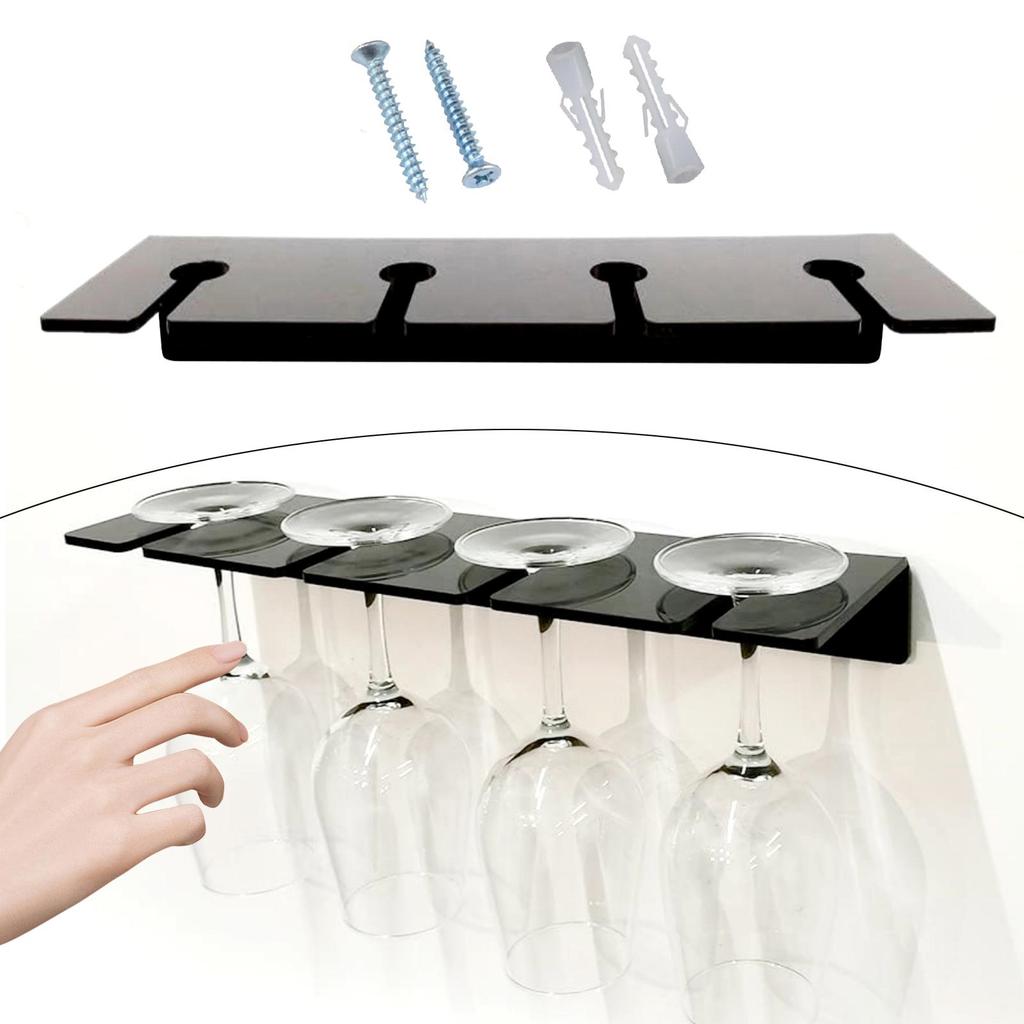 under Cabinet Wine Glasses Holder Easy to Install Cup Rack Hanging Wine Glass Holder Stemware Rack Hanger for Home Restaurant
