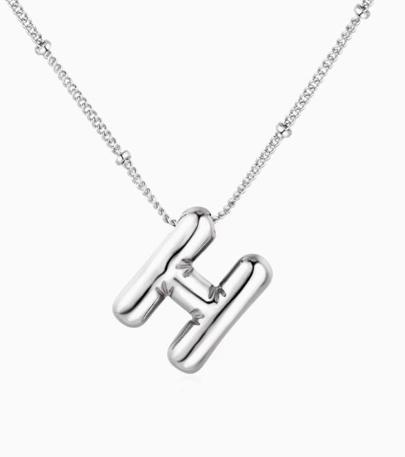 LT-12056 Stainless Steel 18K Gold Balloon Letter Necklace Silver Bubbles 26 English Alphabet Pendants Jewelry