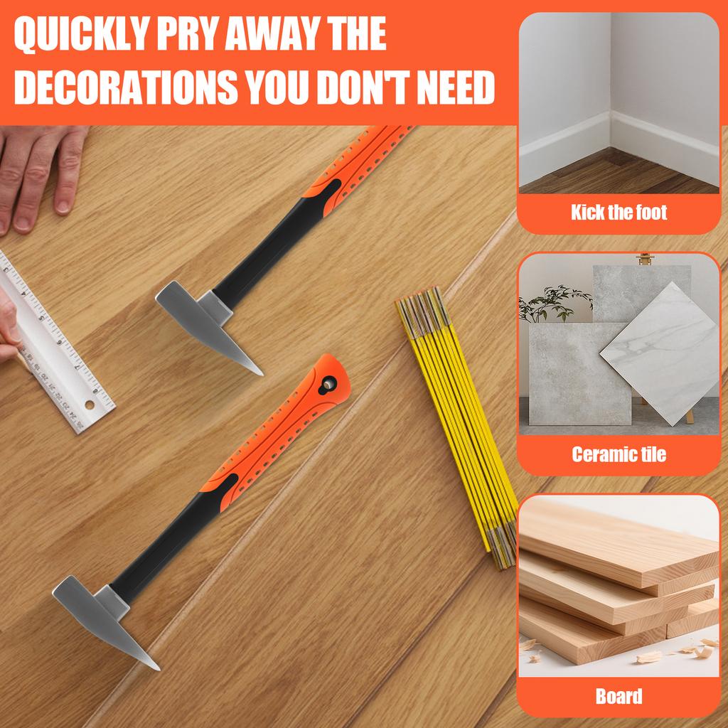 2Pcs 3 in 1 Pry Bar Hammer Multi-functional Unique Hammer 13" Pry Bar with Nail Puller Crowbar Hammers for Woodworking Hand Tool