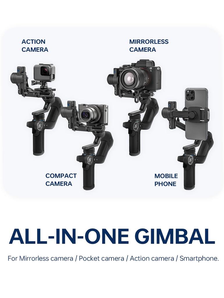 FeiyuTech SCORP Mini 2 Kit Camera Stabilizer Handheld Gimbal для беззеркальных цифровых зеркальных камер A7III Canon R6 Nikon Z30 Fujifilm GoPro Smartphone AI Tracker