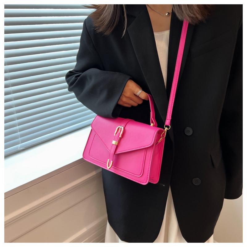 Модная минималистская сумка через плечо с верхней ручкой и клапаном для женщин, однотонный квадратный кошелек с простым дизайном, женская сумка
