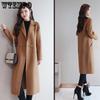 Women Mid-length Solid Woolen Coats Office Lady Fall Winter Warm Loose Jackets Female Long-sleeved Turn-down Collar Coats