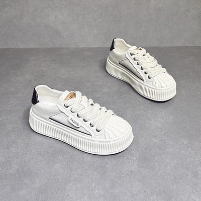 Туфли женские белые на платформе из натуральной кожи 2025 года, новые, универсальные, подходящие по цвету, повседневные, спортивные, с изголовьем для кровати