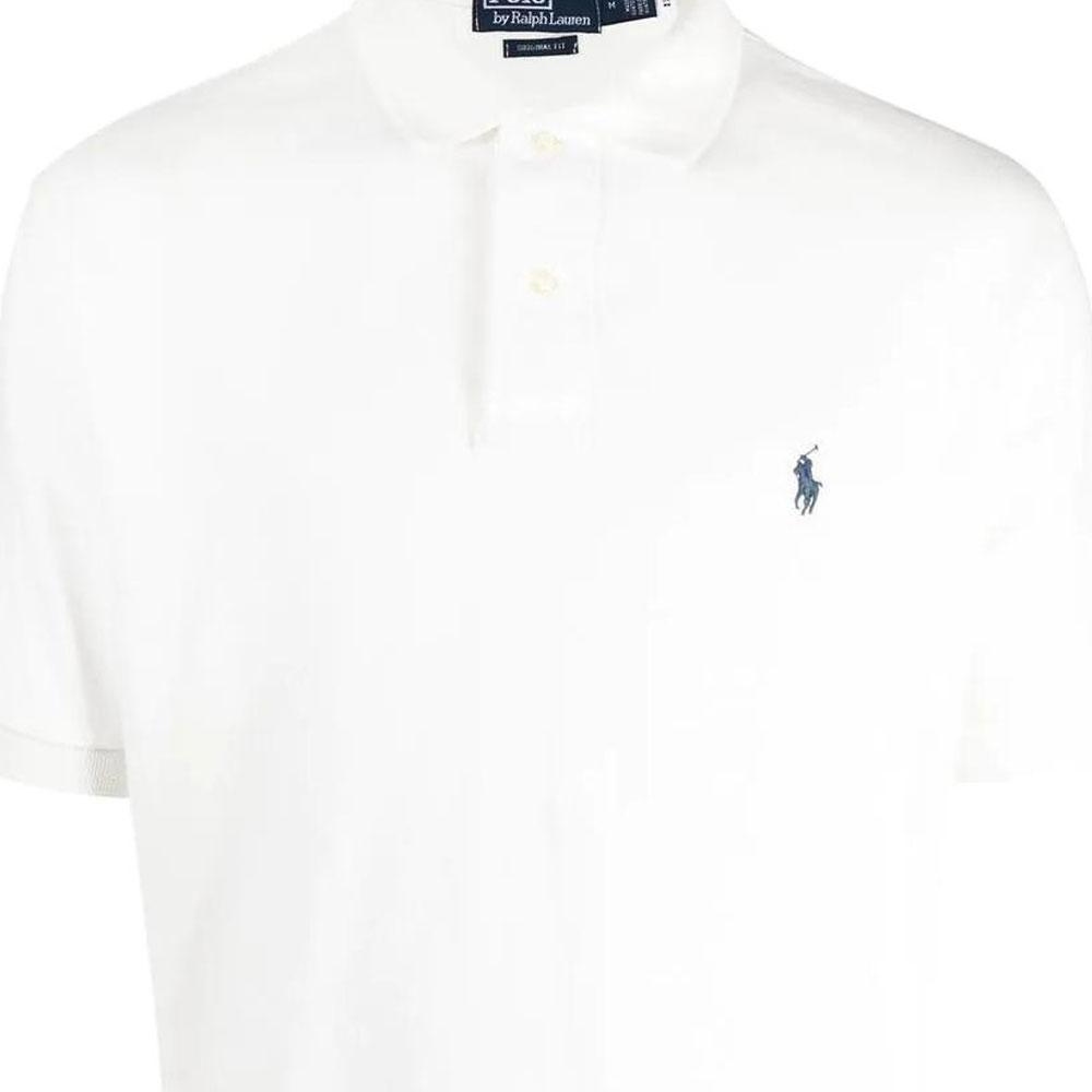 Polo Ralph Lauren SS22 Однотонная хлопковая футболка-поло с вышитым логотипом, короткий рукав, мужская одежда, Белый 710850860-021