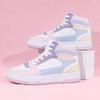 Women Platform Sneakers Fashion Mixed Color Leather High-top Skate Shoes Girls Casual Flat Trainers Walking Jogging Sports Shoes