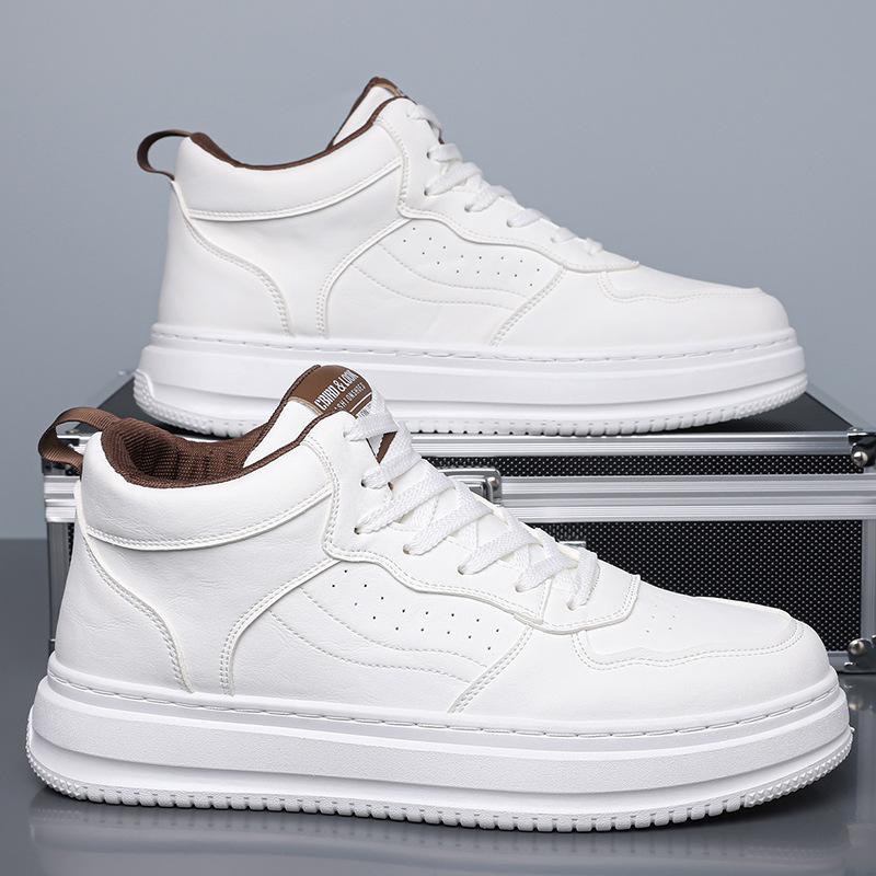 High-top leather shoes men's autumn and winter men's versatile wear-resistant heightening sports and leisure board shoes
