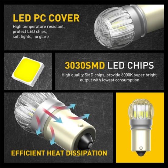 AUXITO LED 1156/7506 2X Fit XC60 Volvo Up Back Light Reverse White Bulbs 6000K