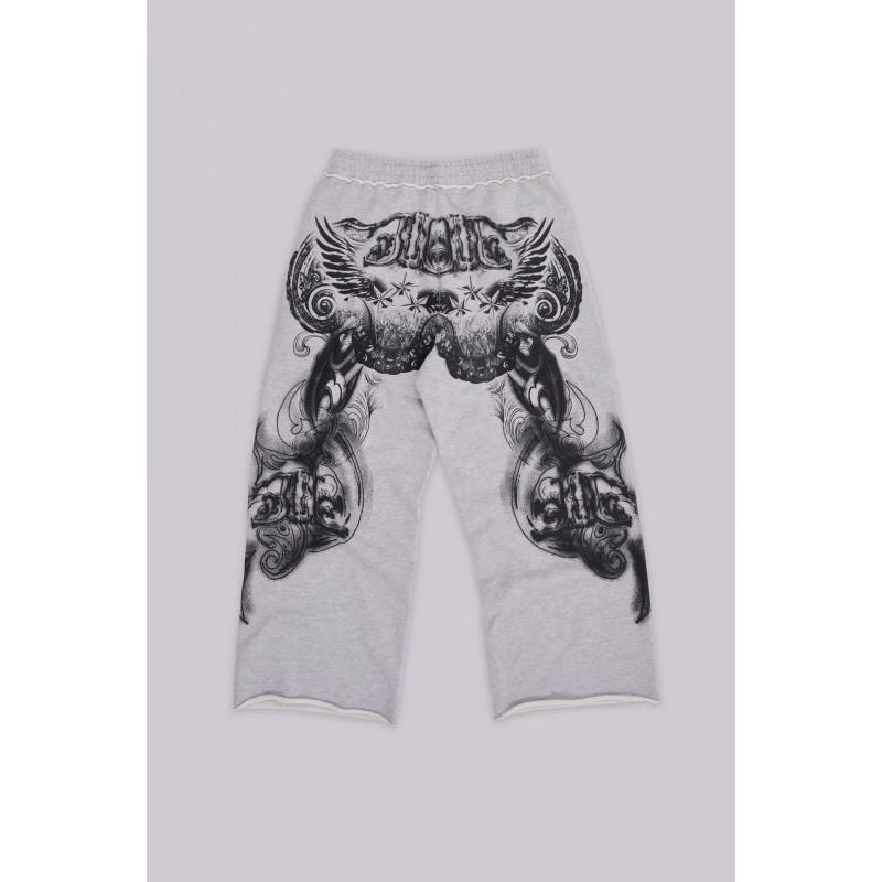 Y2K Streetwear Wide Leg Trousers With Graphic Print Loose Fit Mid-Rise Straight Pants Men Women