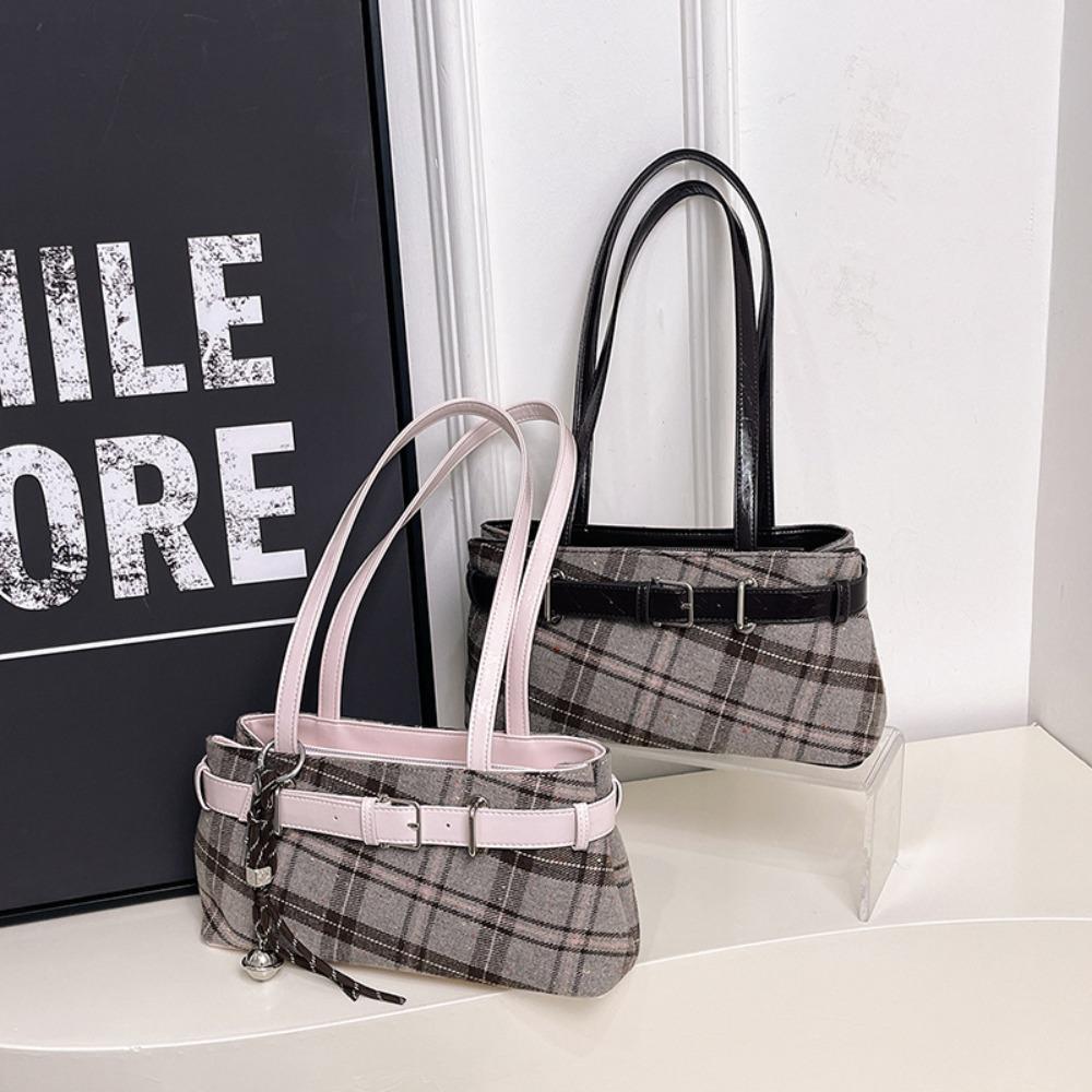 Fashion Boho Shoulder Bag New Plaid Plaid Handbag Lightweight Tote Bag Women Girls Underarm Bag Women's Bag Nice Gift