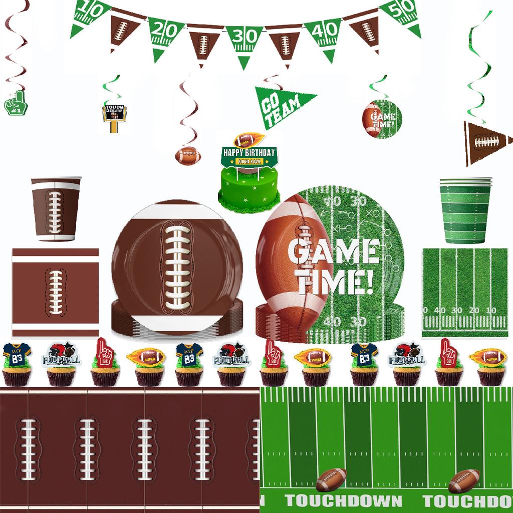 Super American Football Kids Birthday Party Cutlery Paper Plates Tissue Tablecloths Home Decoration