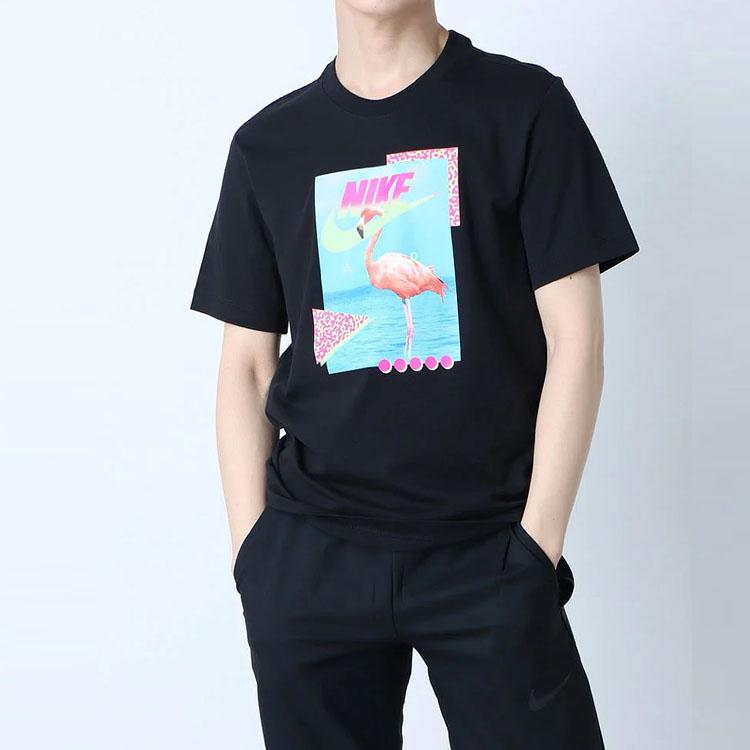 Nike Спортивная футболка с графическим принтом фламинго, мужские топы, черная DD1283-010