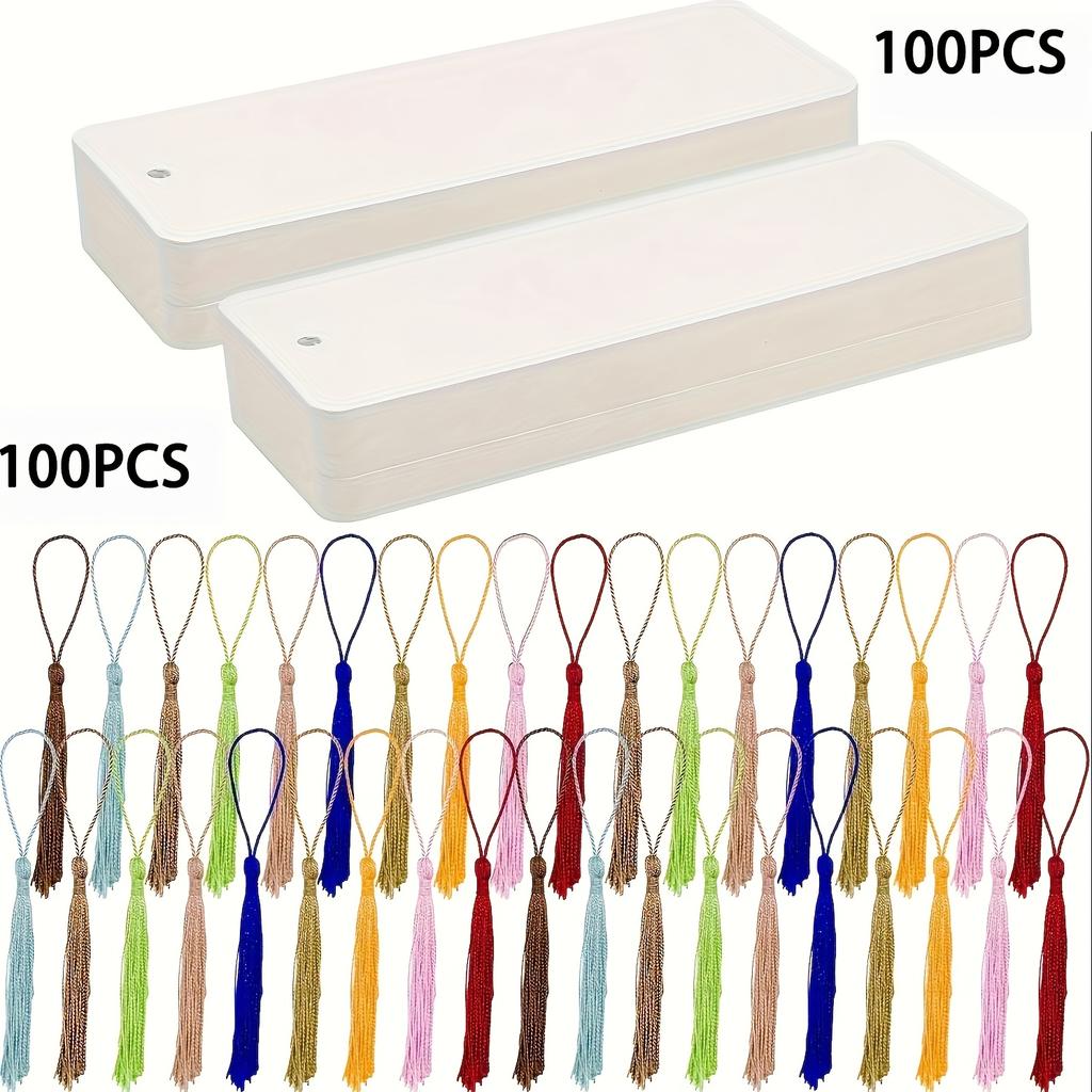 120/200pcs 400Gsm Watercolor Paper Bookmarks – Blank with Tassels, Customizable Hand-painted for DIY Crafts, Personalized Gifts & Stylish Organization