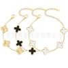 18K Gold Plated Bracelet Gold/White/Black Clover Bracelet Set for Women Four Leaf Lucky Bracelets Jewelry Gifts for Women