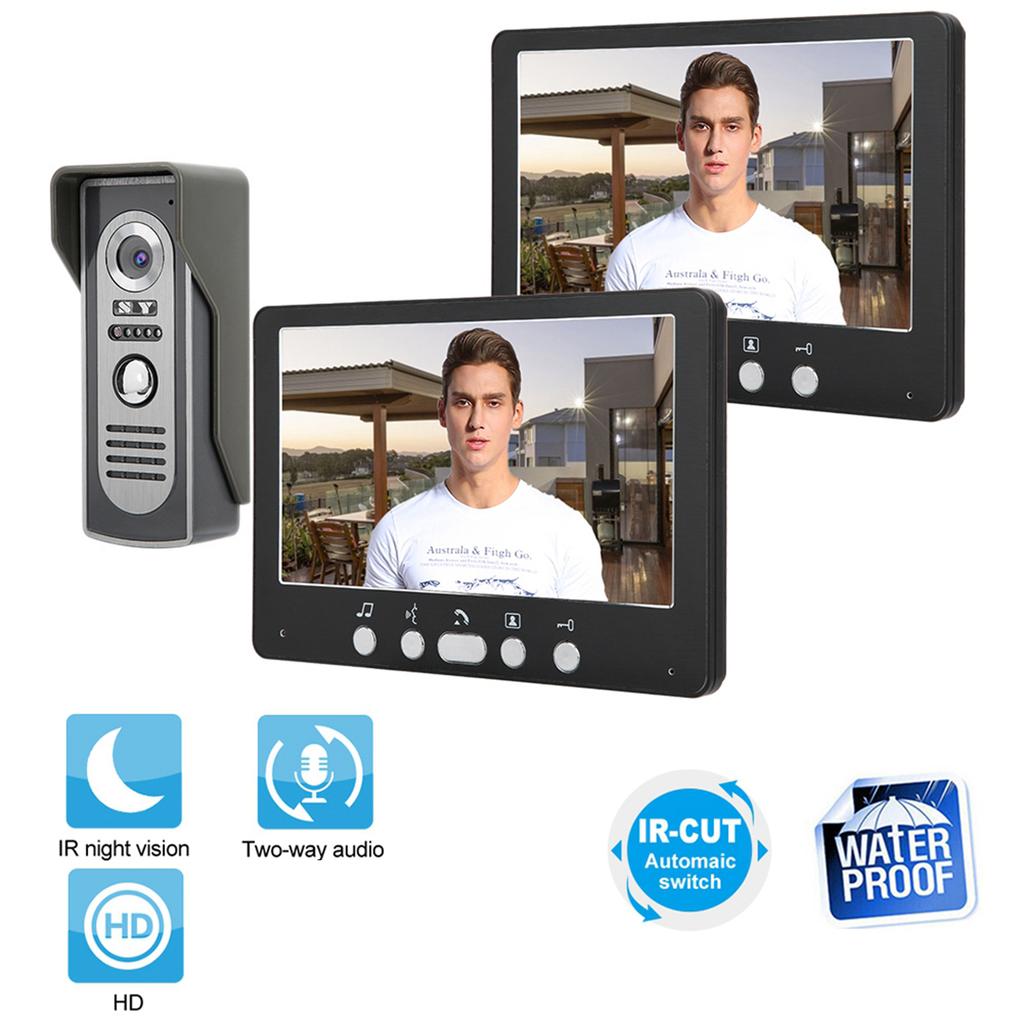 Черный 7-дюймовый TFT-дисплей с камерой 2 монитора, видеодомофоном, системой ночного видения 815m12