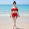 Swimsuit women's summer bikini split three-piece set with small breasts gathered to look thin and white, sexy and beautiful seaside vacation hot sprin