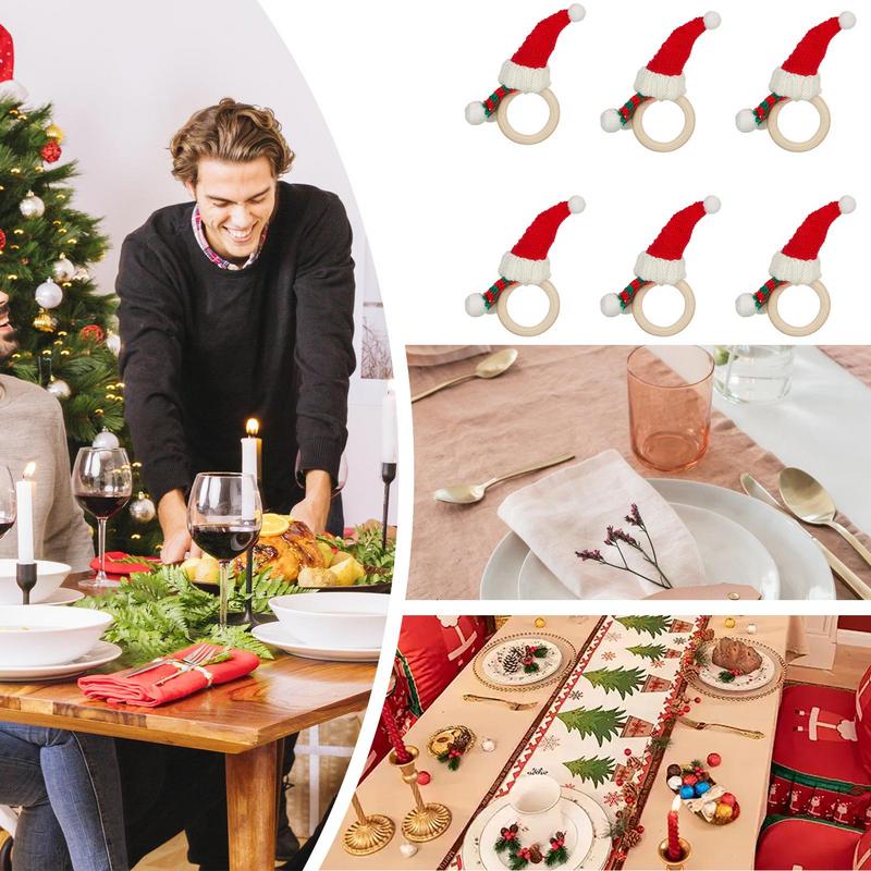 Свадебные кольца для салфеток Рождественский набор держателей для салфеток Дизайн рождественской шляпы Рождественские кольца для салфеток для украшения семейного стола