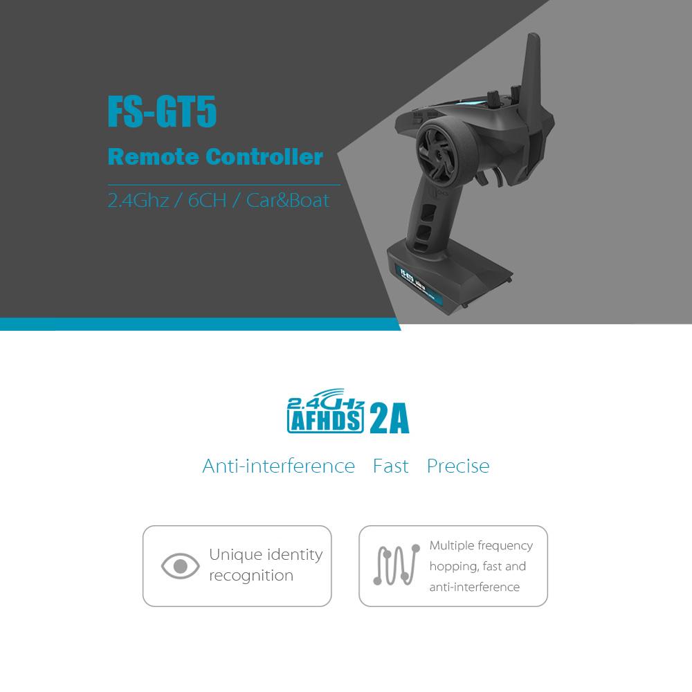 FlySky FS GT5 2.4G 6CH AFHDS RC Transmitter w  FS BS6 Receiver for RC Car Boat