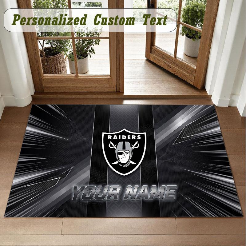 Crystal Velvet Square Rug Custom NameLas Vegas Raiders Pattern Non Slip Home Floor Decor Rug