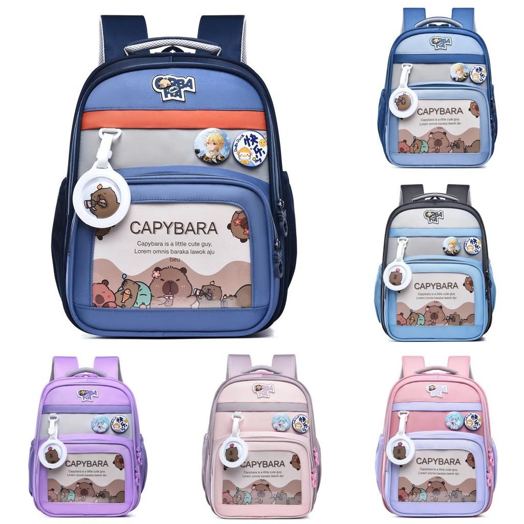 Cute Capybara Cartoon Pattern Children Large Capacity Backpack For Use School