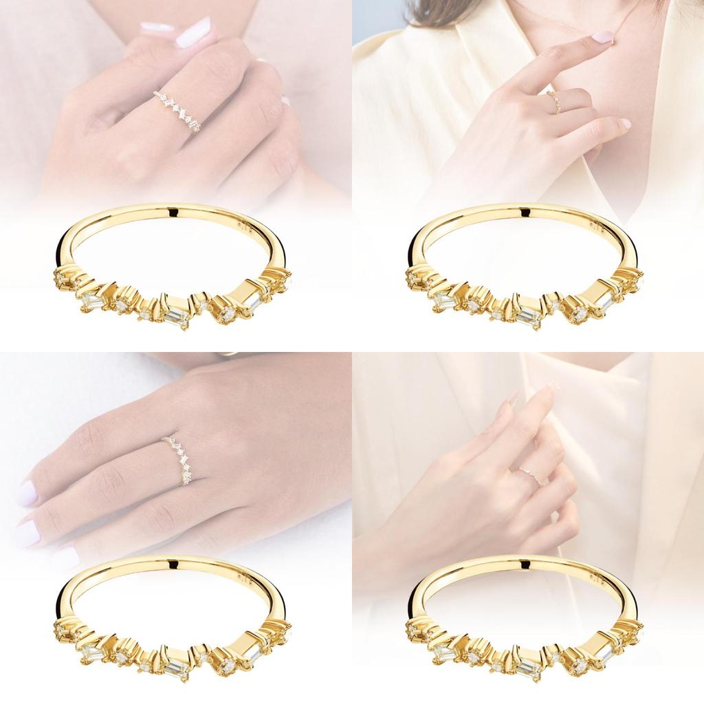 Элегантное геометрическое кольцо с цирконами, покрытое 18-каратным золотом, для женщин. Потрясающее обручальное украшение