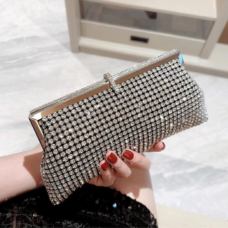 2026 Dinner bag handmade rhinestone button evening bag clutch bag banquet bag diamond dinner bag