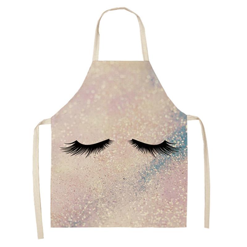 Eyebrow Style Men Women Home Tablier Enfant Cleaning Tools Apron With Pockets Eyelash Pattern Sleeveless Cotton Linen Aprons