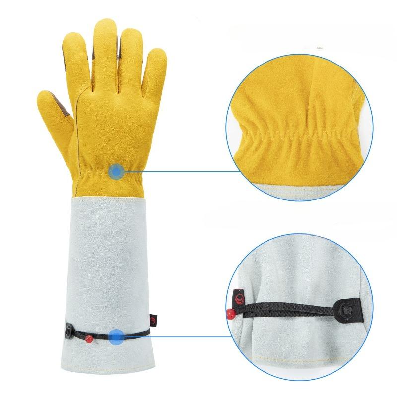 Cowhide Knee-High Gardening Gloves, Thorn-Proof Work Gloves, Labor Protection Gloves, Garden & Construction Site Use, Durable
