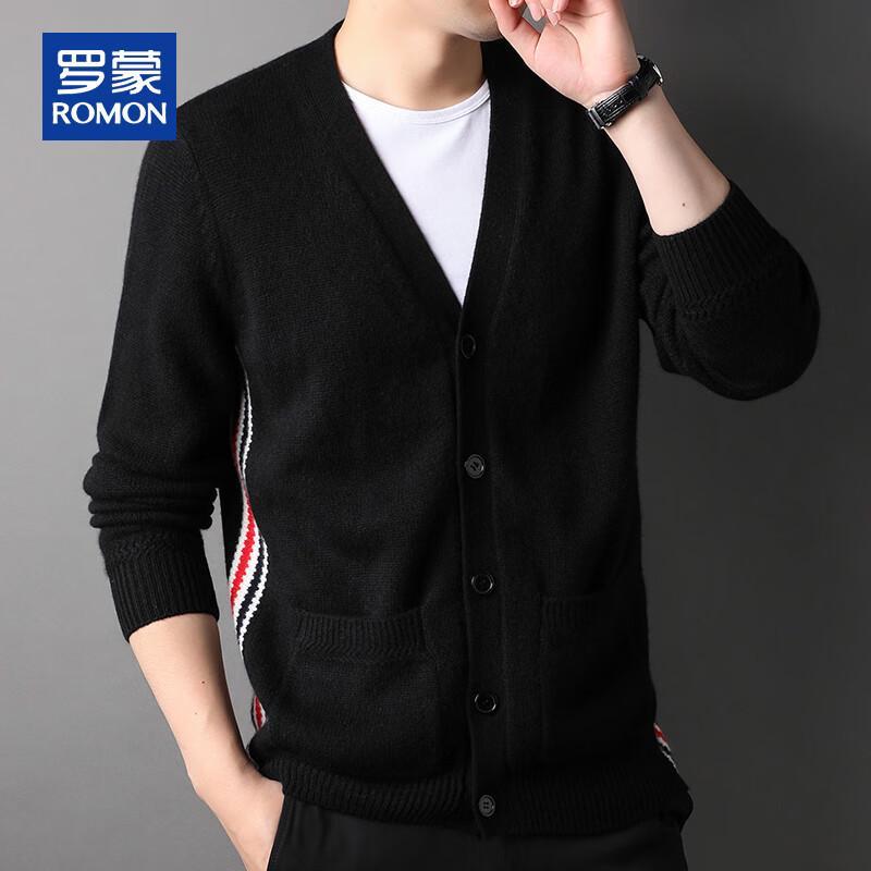 ROMON Мужской кардиган с V-образным вырезом из 100% чистого кашемира