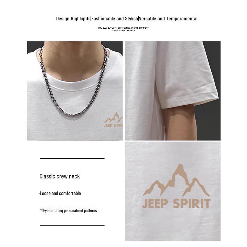 Мужская футболка JEEP SPIRIT из чистого хлопка, тяжелая, свободного кроя, с коротким рукавом