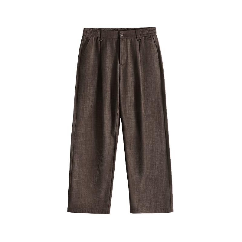 HAUT TON Men's Bamboo Weave Pleated Casual Trousers