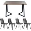Ensemble de salle à manger (5 pièces), table de salle à manger avec 4 chaises, table de cuisine en bois avec pieds en métal noir