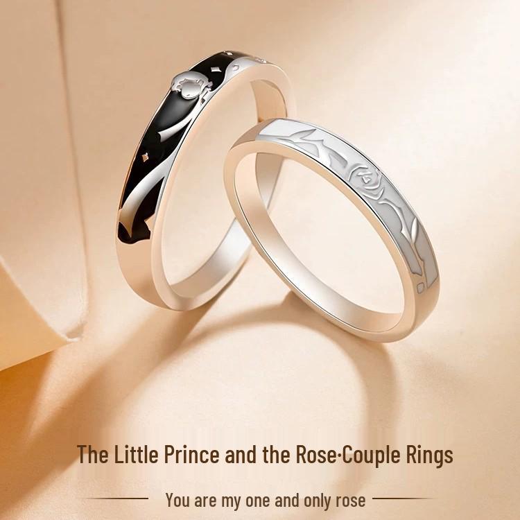 Открытые парные кольца «Маленький принц» и Роза - Простой модный стиль для пар