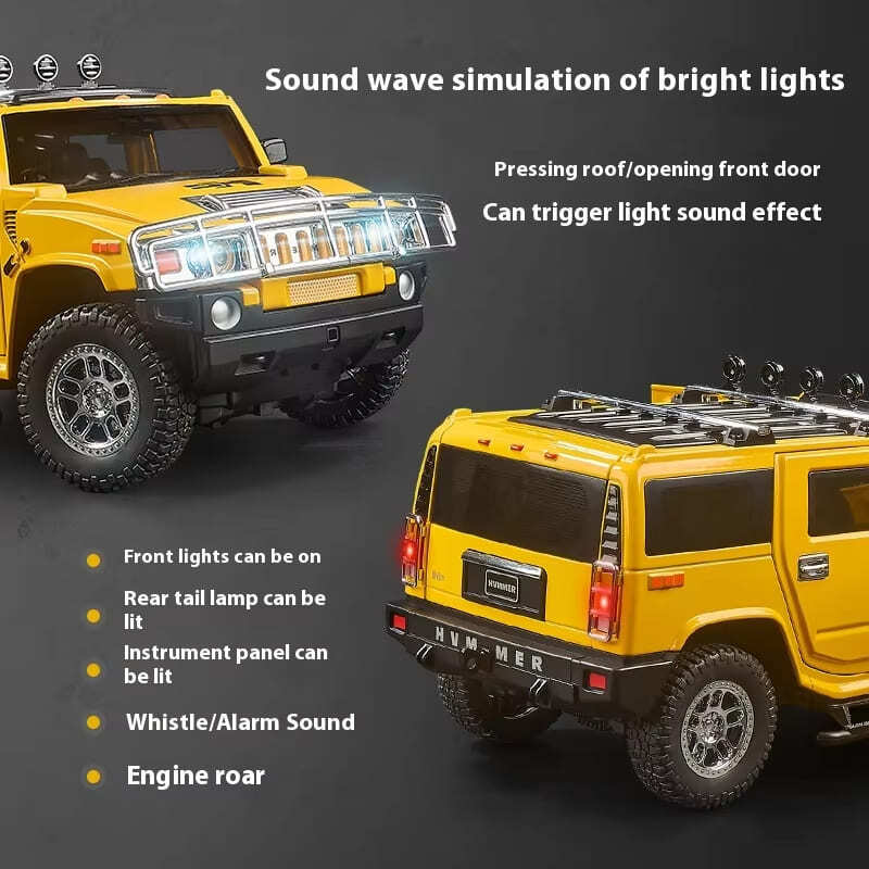 Моделирование 1:18 Hummer H2 Alloy Offroad Vehicle Литая металлическая модель для дома Украшения для дома Звук и свет Инерционный детский игрушечный автомобиль Подарок на день рождения мальчика