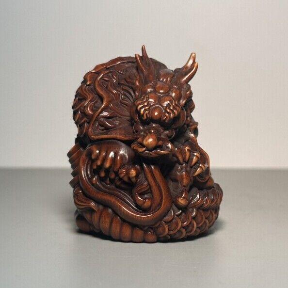 Chinese Boxwood Wooden Carvings Dragon Wood Carving Statue Loong Figurines
