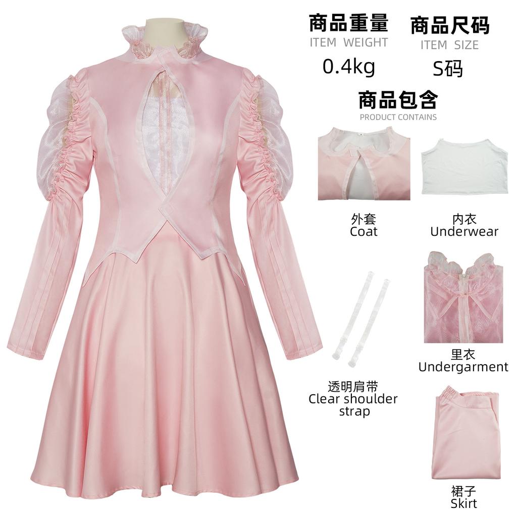 Кино Девушки Злая Глинда Эльфаба Косплей Костюм Хэллоуин Вечеринка Ролевые Игры Розовое Платье Черное Платье Мантия Шляпа Женщины Взрослый