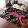 Jungle Pink Leopard Print Area Rugs Machine Washable Carpet for Home Living Room Bedroom and Kitchen Decor Non Slip Floor Mats