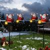 Solar Christmas Lawn Light Outdoor Lighted Santa Claus Garden Stake Metal Snowman Sign with Solar Lantern Waterproof Xmas Decor