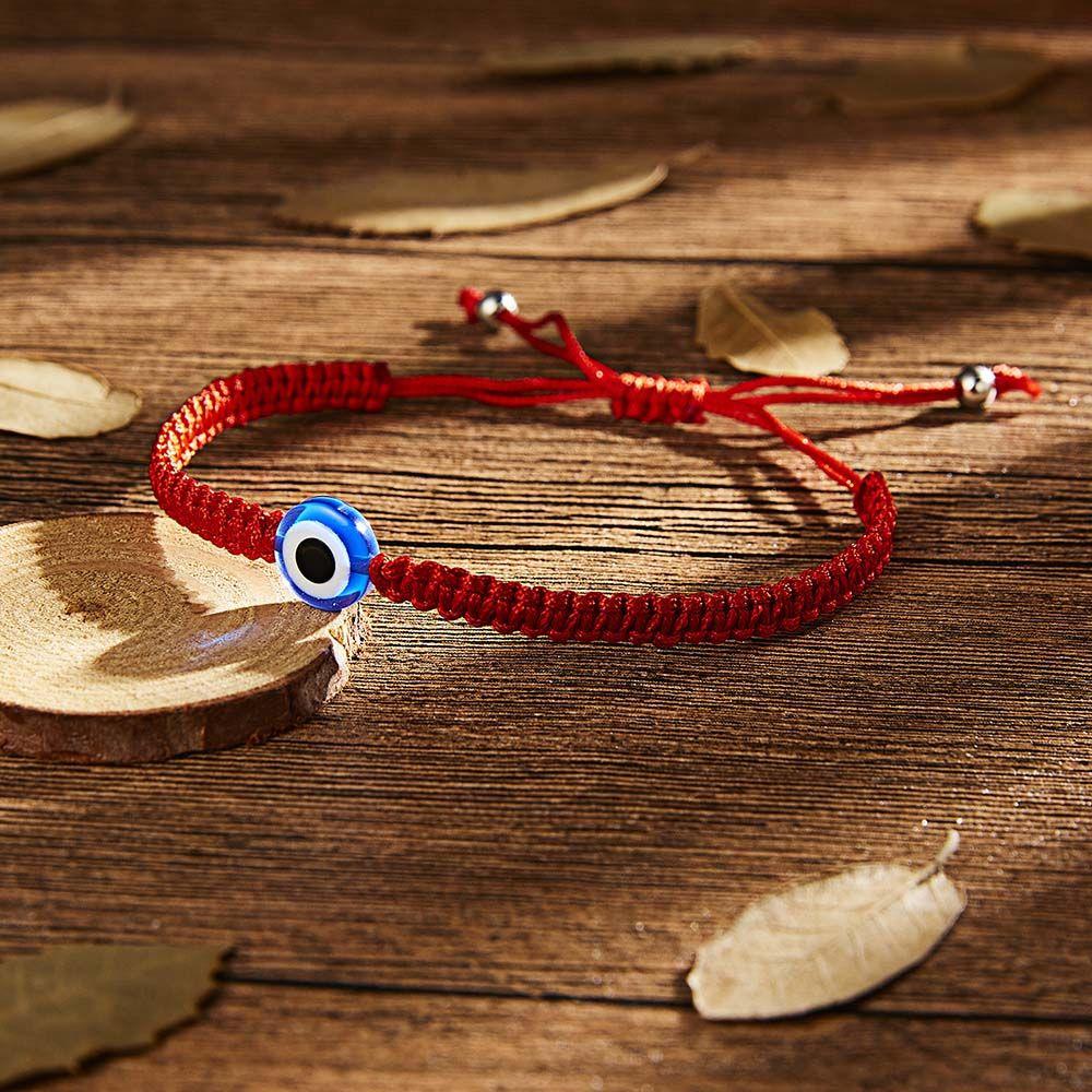 Red Thread Demon Eye Hand Braided Beads String Bracelets Jewelry Fashion Accessories Bangles